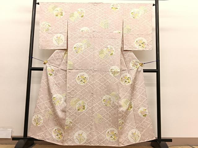 平和屋着物▽上質な小紋 単衣 花丸文 高島屋扱い 正絹 逸品 未使用 BAAY4138hv