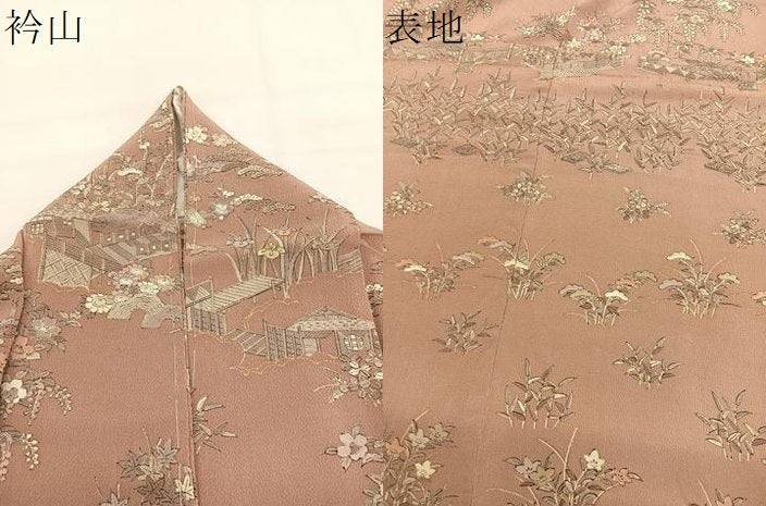 平和屋着物▽訪問着 単衣 風景文 鬼しぼ縮緬 正絹 逸品 BAAY4141hv