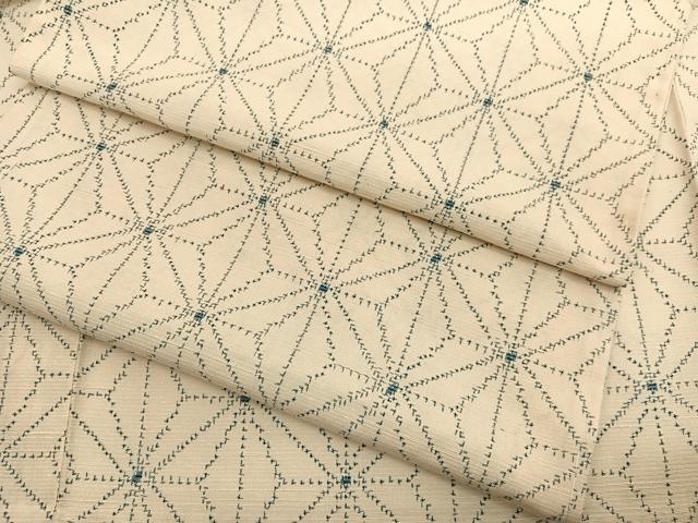 平和屋着物▽上質な紬 単衣 麻の葉文様 正絹 逸品 未使用 BAAY4142hv