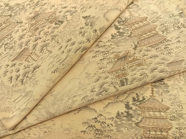 平和屋着物▽上質な紬 単衣 風景文 鈴乃屋扱い 正絹 逸品 BAAY4144hv