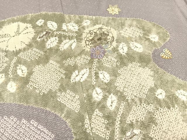 平和屋着物▽訪問着 単衣 絞り 刺繍 辻が花 金糸 正絹 逸品 BAAY4149hv