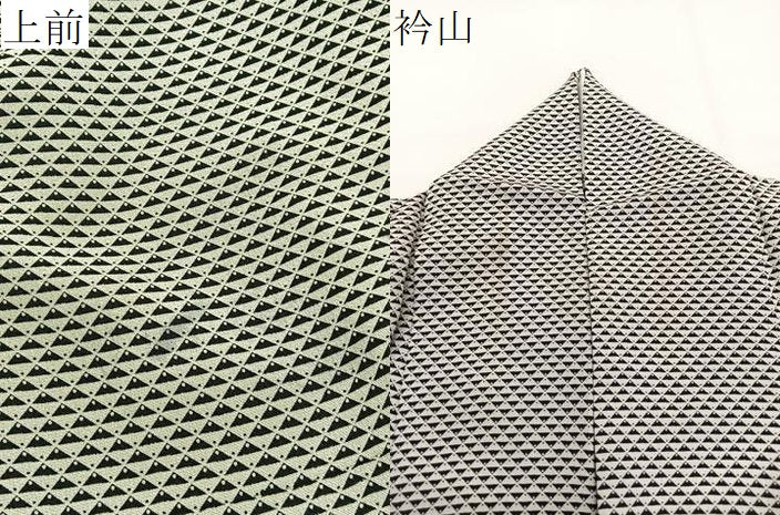 平和屋着物▽上質な小紋 単衣 幾何学文様 まるやま扱い 正絹 逸品 BAAY4150hv