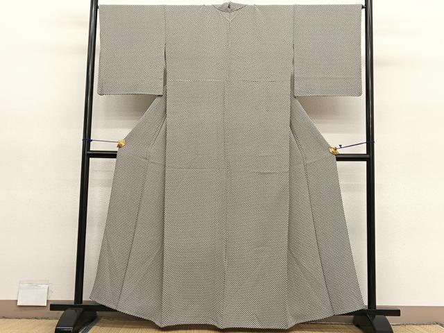 平和屋着物▽上質な小紋 単衣 幾何学文様 まるやま扱い 正絹 逸品 BAAY4150hv