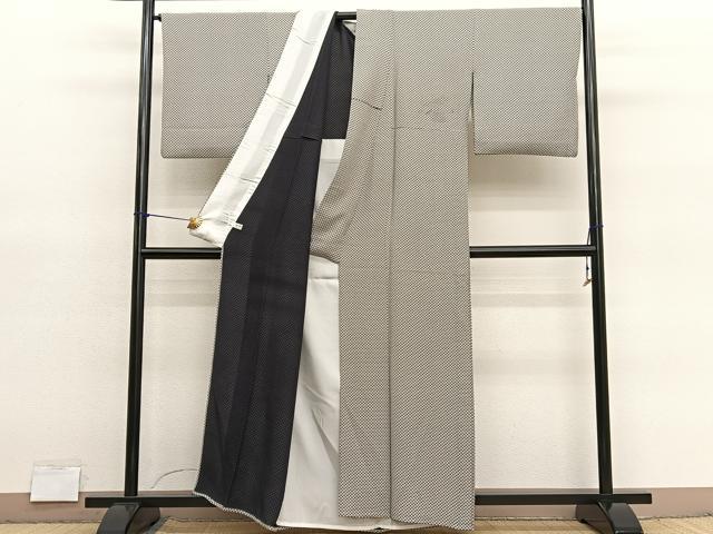平和屋着物▽上質な小紋 単衣 幾何学文様 まるやま扱い 正絹 逸品 BAAY4150hv