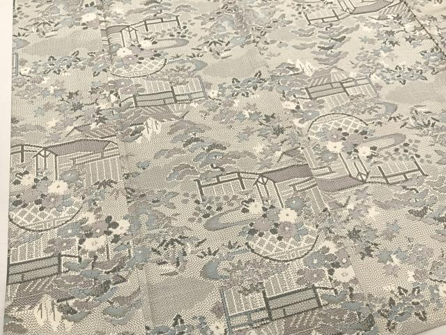 平和屋着物▽本場大島紬 単衣 白大島 総絣 御所解花文 正絹 逸品 BAAY4155hv