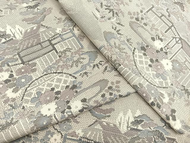 平和屋着物▽本場大島紬 単衣 白大島 総絣 御所解花文 正絹 逸品 BAAY4155hv