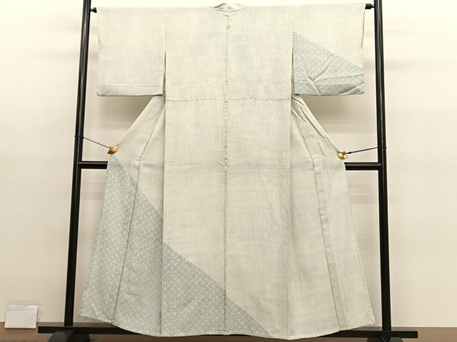 平和屋着物▽訪問着 単衣 七宝文 正絹 逸品 BAAY4156hv