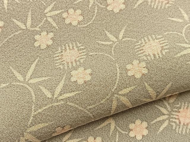 平和屋着物▽上質な小紋 単衣 作家物 笹蔓花文 本草木染 正絹 逸品 BAAY4158hv