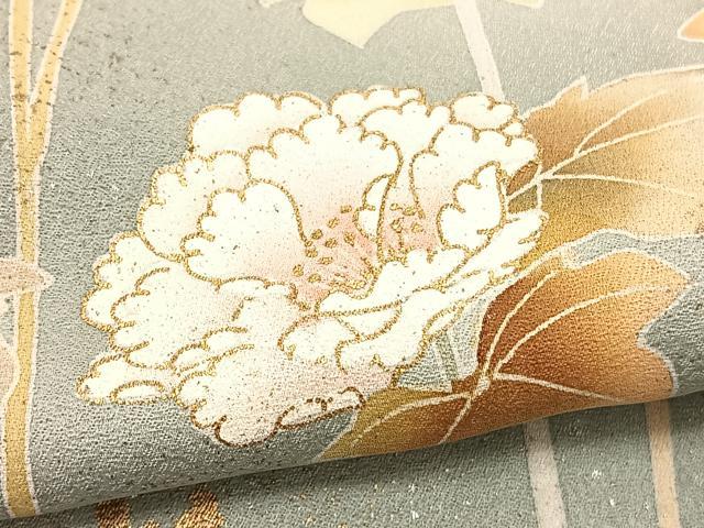 平和屋着物▽訪問着 単衣 作家物 枝花文 暈し染め 金銀彩 正絹 逸品 BAAY4162hv