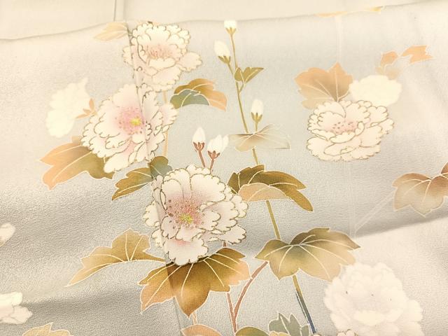 平和屋着物▽訪問着 単衣 作家物 枝花文 暈し染め 金銀彩 正絹 逸品 BAAY4162hv