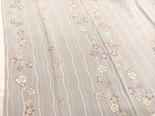 平和屋着物▽上質な小紋 単衣 桜よろけ縞 正絹 逸品 BAAY4169hv