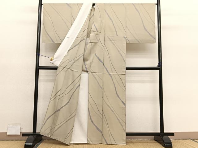 平和屋着物*夏物 小紋 紗 流線渦巻き文様 まるやま扱い 正絹 逸品 BAAY4170hv