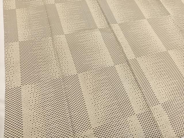 平和屋着物▽上質なお召 単衣 めがね織 横段文 正絹 逸品 BAAY4174hv