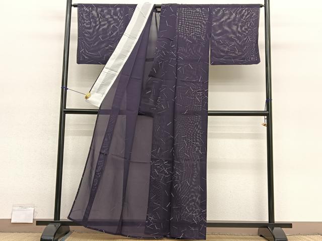 平和屋着物*夏物 小紋 絽 幾何学文様 正絹 逸品 BAAY4180hv