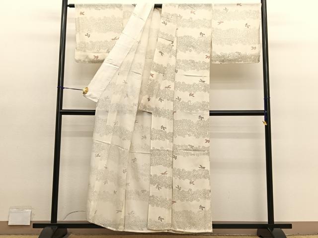 平和屋着物*夏物 小紋 絽 手描き 飛鳥花蝶文 金彩 正絹 逸品 BAAY4182hv