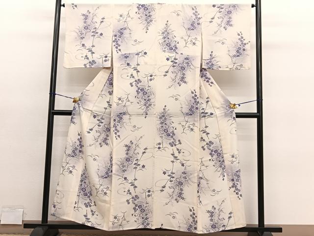 平和屋着物*夏物 小紋 絽 秋草文 暈し染め 正絹 逸品 BAAY4191hv