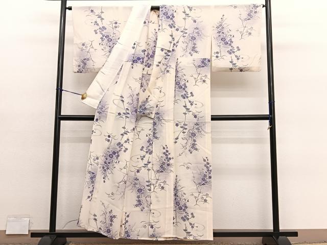 平和屋着物*夏物 小紋 絽 秋草文 暈し染め 正絹 逸品 BAAY4191hv