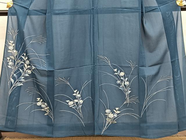 平和屋着物*夏物 訪問着 絽 秋草文 銀彩 正絹 逸品 BAAY4193hv
