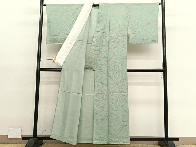 平和屋着物*夏物 小紋 絽 草葉文 正絹 逸品 BAAY4204hv