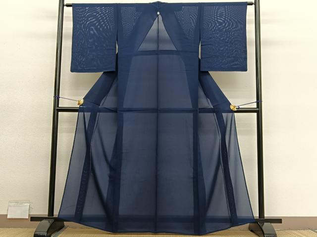 平和屋着物*夏物 色無地 絽 藍鉄色 正絹 逸品 BAAY4209hv