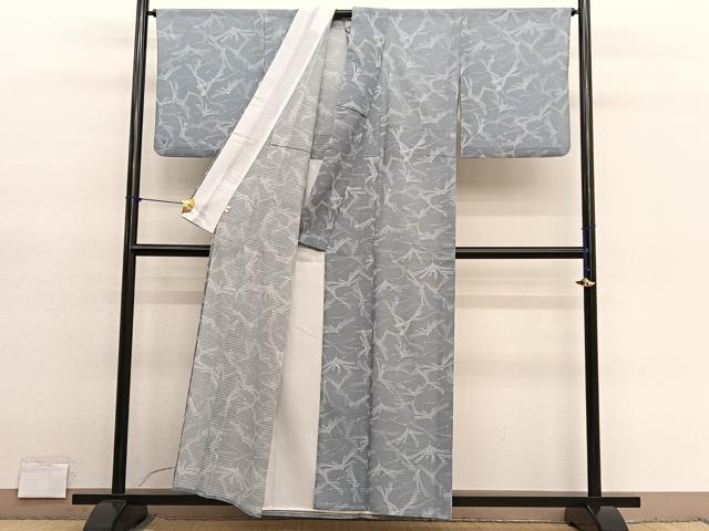 平和屋着物*夏物 小紋 絽縮緬 松葉文 洗える着物 BAAY4217hv