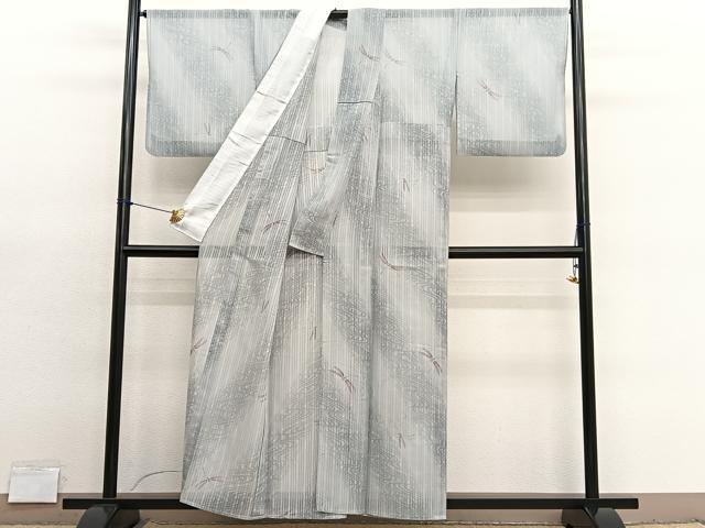 平和屋着物*夏物 小紋 紗 蜻蛉流水文 暈し染め 洗える着物 BAAY4224hv