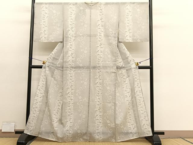 平和屋着物*夏物 小紋 紗 唐草文 洗える着物 BAAY4226hv