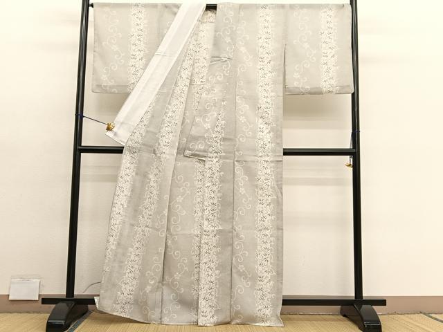 平和屋着物*夏物 小紋 紗 唐草文 洗える着物 BAAY4226hv