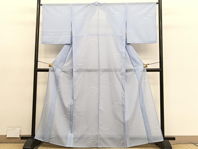 平和屋着物*夏物 小紋 絽 芝草文 洗える着物 BAAY4229hv