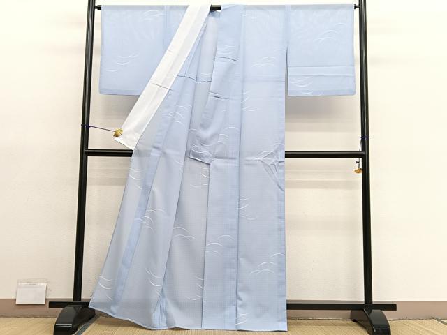 平和屋着物*夏物 小紋 絽 芝草文 洗える着物 BAAY4229hv