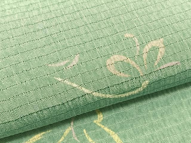 平和屋着物*夏物 小紋 絽縮緬 枝花文 洗える着物 BAAY4258hv