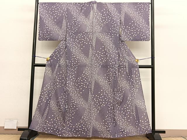 平和屋着物*夏物 小紋 紗 孔雀羽文様 暈し染め 洗える着物 BAAY4262hv