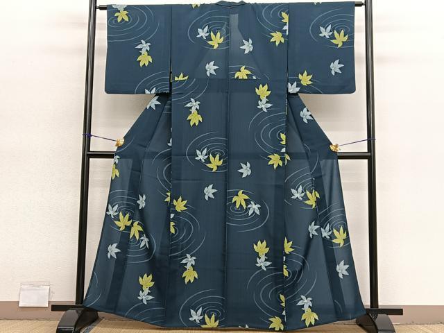 平和屋着物*夏物 小紋 紗 竜田川 洗える着物 BAAY4268hv