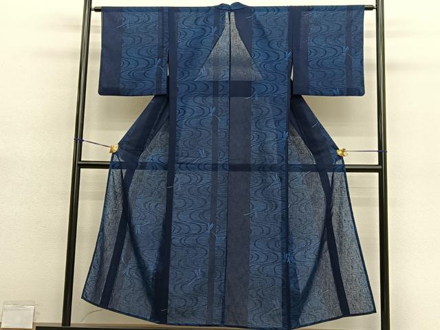 平和屋着物*夏物 小紋 紗 蜻蛉流水文 洗える着物 BAAY4269hv