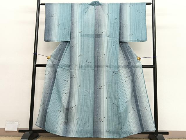 平和屋着物*夏物 小紋 紗 椿 暈し染め 洗える着物 未使用 BAAY4272hv