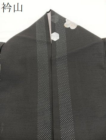 平和屋着物*夏物 小紋 絽 草花文 黒地 洗える着物 BAAY4275hv