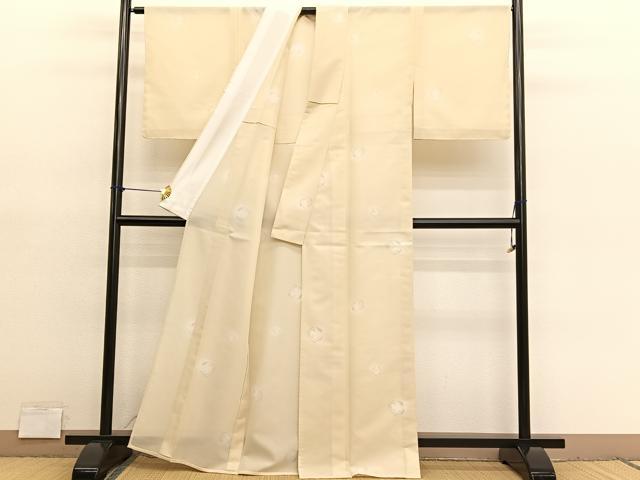平和屋着物*夏物 小紋 縦絽 草葉丸文 蛍暈し 洗える着物 未使用 BAAY4276hv