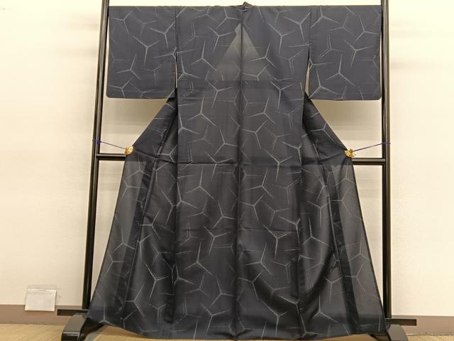 平和屋着物*夏物 小紋 紗 幾何学文様 洗える着物 BAAY4285hv