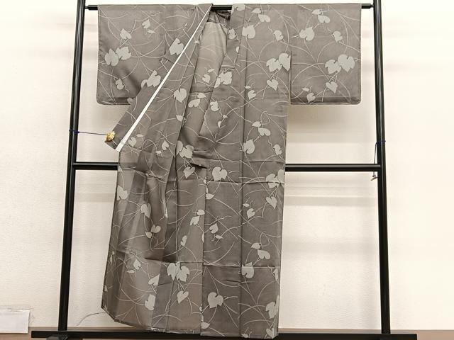 平和屋着物*夏物 小紋 紗 蔦の葉文 洗える着物 未使用 BAAY4307hv