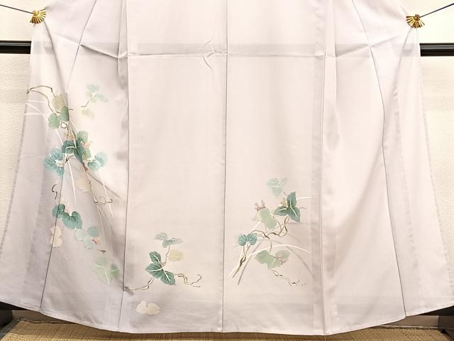 平和屋着物*夏物 訪問着 絽 草花文 暈し染め 銀彩 洗える着物 BAAY4310hv