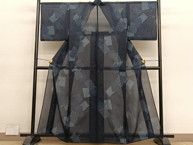 平和屋着物*夏物 小紋 紗 色紙重ね 洗える着物 BAAY4318hv