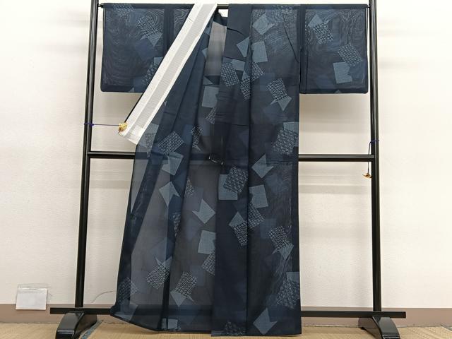 平和屋着物*夏物 小紋 紗 色紙重ね 洗える着物 BAAY4318hv