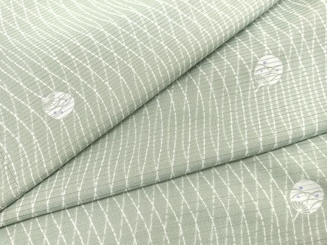 平和屋着物*夏物 小紋 絽 扇面よろけ縞 洗える着物 BAAY4323hv
