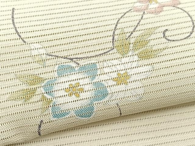 平和屋着物*夏物 小紋 絽 花唐草文 洗える着物 BAAY4329hv