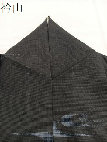 平和屋着物*夏物 小紋 紗 流水文 黒地 洗える着物 BAAY4330hv