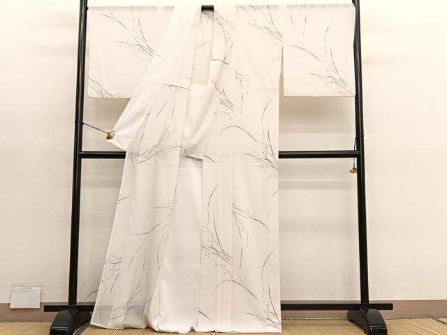 平和屋着物*夏物 小紋 絽縮緬 枝花文 洗える着物 BAAY4337hv