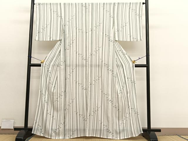 平和屋着物*夏物 小紋 絽縮緬 水玉 洗える着物 BAAY4343hv