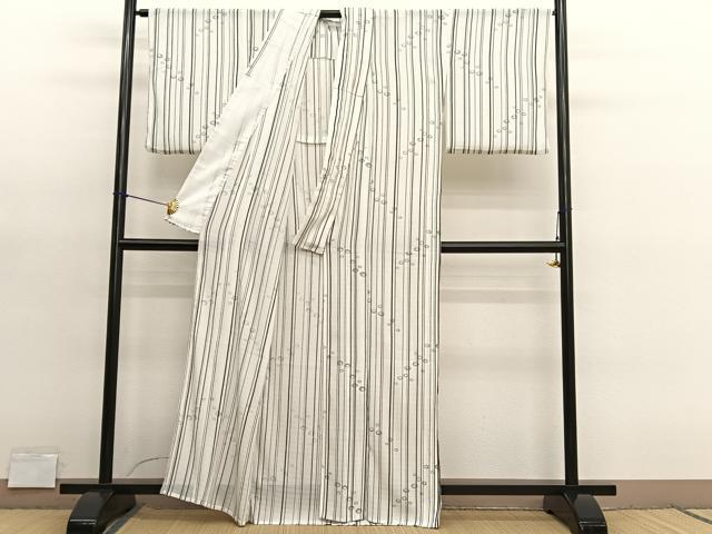 平和屋着物*夏物 小紋 絽縮緬 水玉 洗える着物 BAAY4343hv