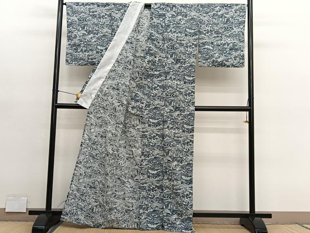 平和屋着物*夏物 小紋 紗 御所解文 洗える着物 BAAY4351hv