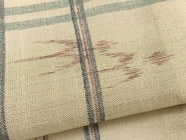 平和屋着物*夏物 小紋 紗 琉球絣文様 洗える着物 BAAY4356hv